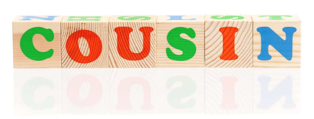 Wooden blocks spelling the word cousin